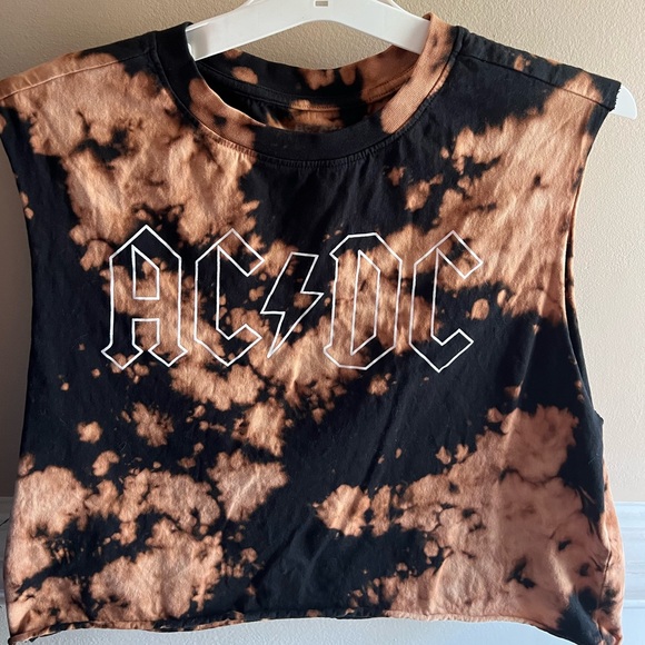 Tops | Acdc Cropped Tie Dye Shirt | Poshmark